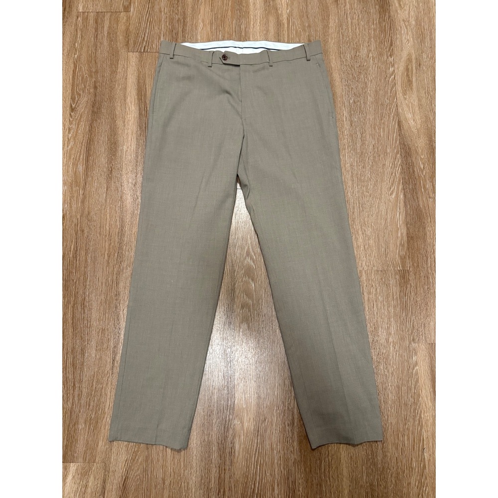 Lauren Ralph Lauren Mens Taupe Brown Flat Front Dress Pants 36W x 32L Stretch